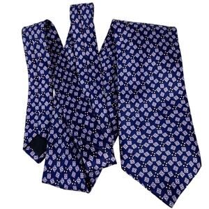 Vintage, Burlington's Taj Mahal Hotel 100% Silk Tie, Navy Blue, White, & Pink